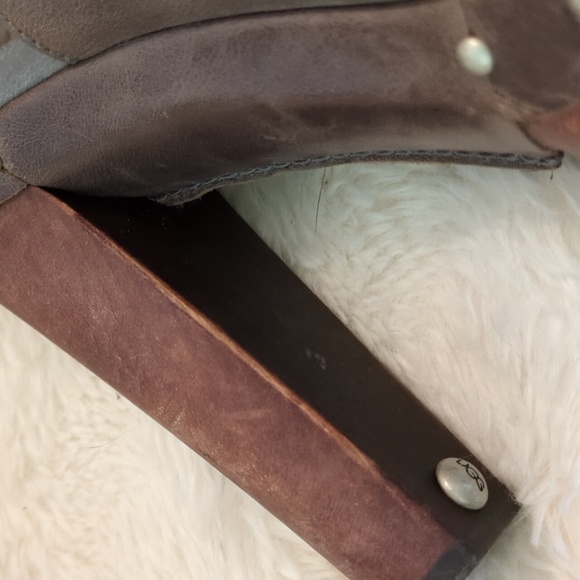 UGG Celestina Charcoal Leather Platform High Heels Clogs Studs - Picture 7 of 13